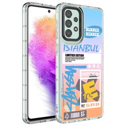 Galaxy A73 Kılıf Kamera Korumalı Renkli Desenli Sert Silikon Zore Korn Kapak NO1