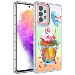 Galaxy A73 Kılıf Kamera Korumalı Renkli Desenli Sert Silikon Zore Korn Kapak NO15