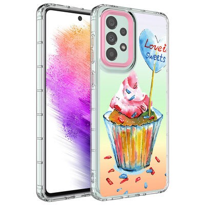 Galaxy A73 Kılıf Kamera Korumalı Renkli Desenli Sert Silikon Zore Korn Kapak - 14