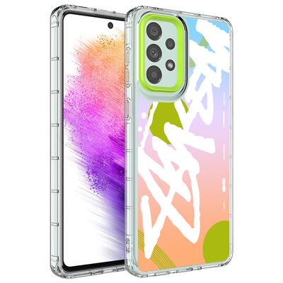Galaxy A73 Kılıf Kamera Korumalı Renkli Desenli Sert Silikon Zore Korn Kapak - 13