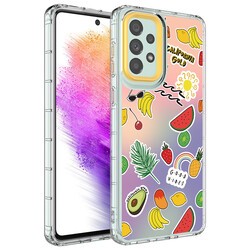 Galaxy A73 Kılıf Kamera Korumalı Renkli Desenli Sert Silikon Zore Korn Kapak NO4