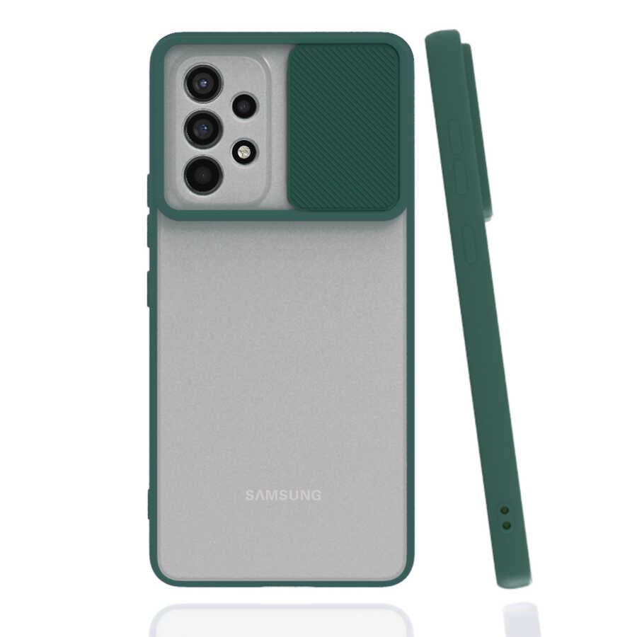 Galaxy A73 Kılıf Zore Lensi Kapak - Koyu Yeşil
