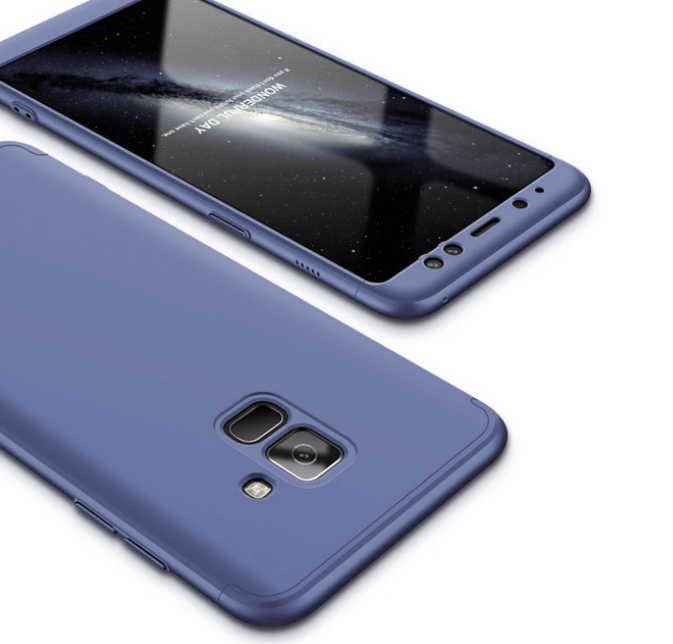 Galaxy A8 2018 Kılıf Zore 360 3 Parçalı Rubber Kapak - Lacivert