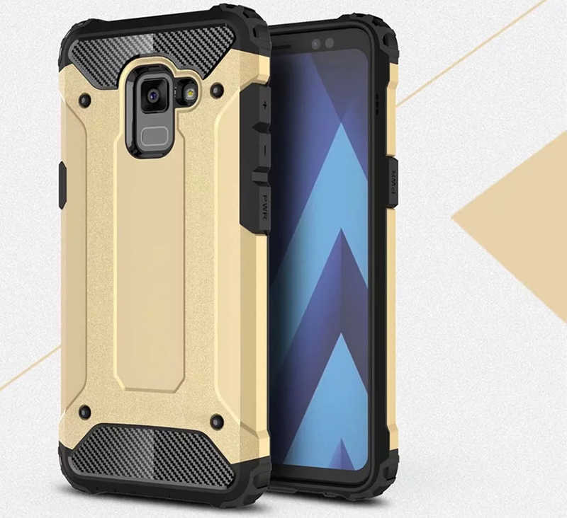 Galaxy A8 Plus 2018 Kılıf Zore Crash Silikon Kapak - Gold