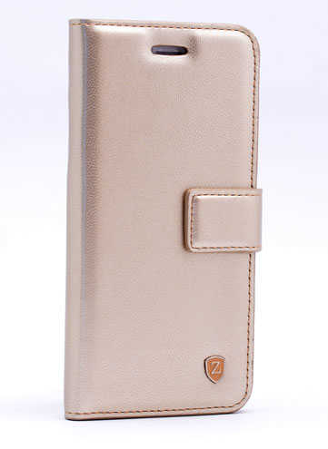 Galaxy A8 Plus 2018 Kılıf Zore New Delüxe Kapaklı Standlı Kılıf - Gold