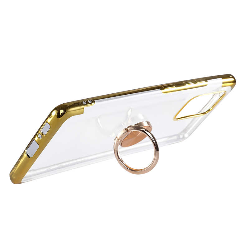 Samsung Galaxy Note 10 Lite Uyumlu Yüzüklü Standlı Lüx Silikon Kılıf Gold