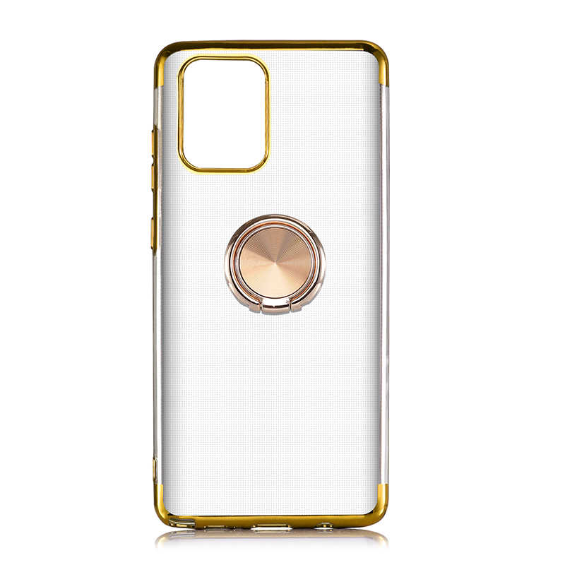 Samsung Galaxy Note 10 Lite Uyumlu Yüzüklü Standlı Lüx Silikon Kılıf Gold
