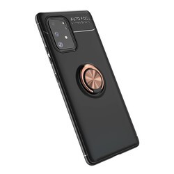 Galaxy A91 (S10 Lite) Kılıf Zore Ravel Silikon Kapak Siyah-Rose Gold