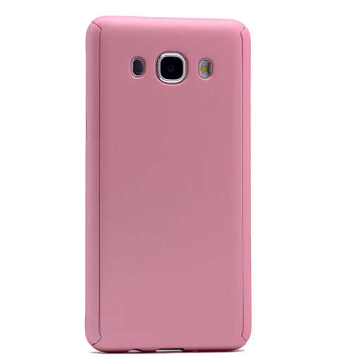 Galaxy J5 2016 Kılıf Zore 360 3 Parçalı Rubber Kapak - Rose Gold