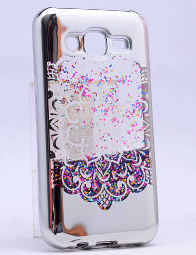 Galaxy J5 2016 Kılıf Zore Lazer Çiçekli Sıvılı Silikon - Gümüş