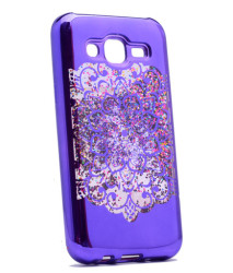 Galaxy J5 Kılıf Zore Lazer Çiçekli Sıvılı Silikon - Zore