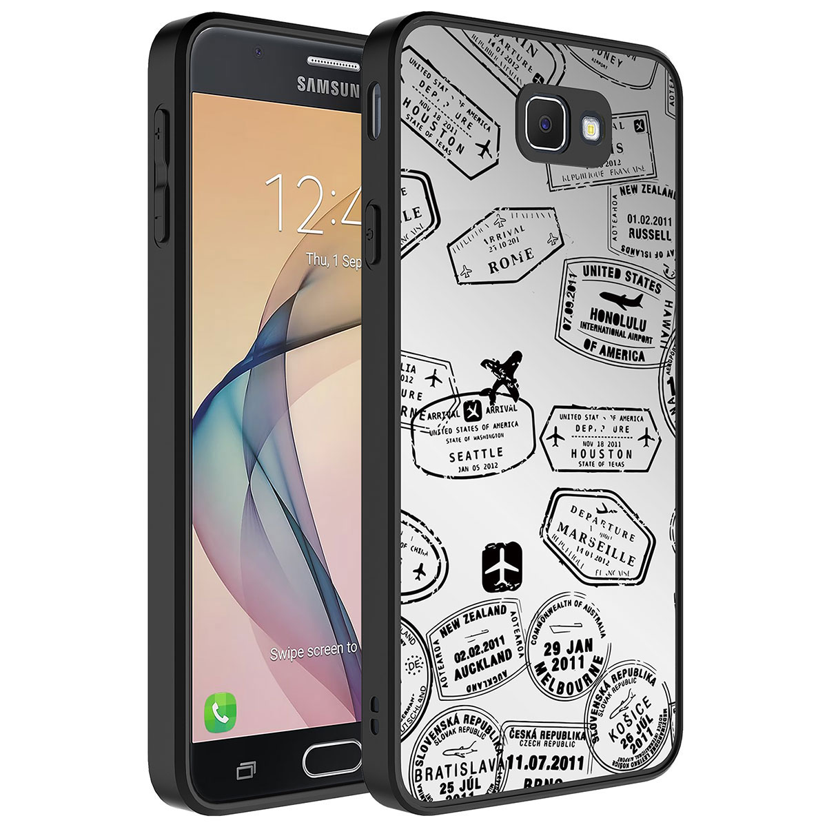 Galaxy J7 Prime Kılıf Aynalı Desenli Kamera Korumalı Parlak Zore Mirror Kapak - Seyahat
