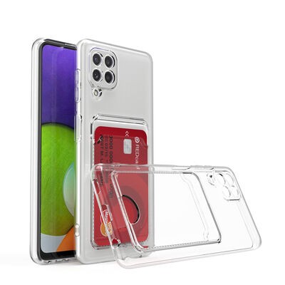 Galaxy M12 Kılıf Kartlıklı Şeffaf Zore Setra Clear Silikon Kapak - 1