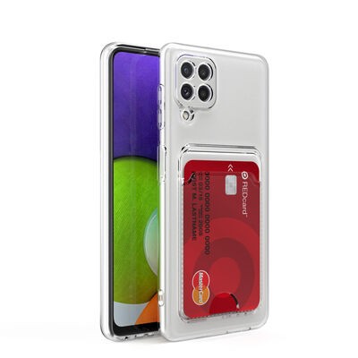 Galaxy M12 Kılıf Kartlıklı Şeffaf Zore Setra Clear Silikon Kapak - 4
