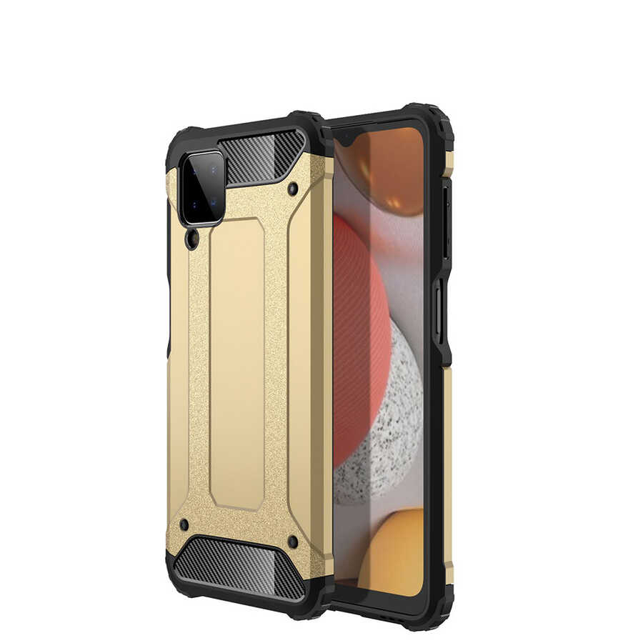 Galaxy M12 Kılıf Zore Crash Silikon Kapak - Gold