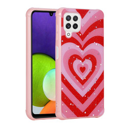 Galaxy M22 Case Glittery Patterned Camera Protected Shiny Zore Popy Cover - Zore