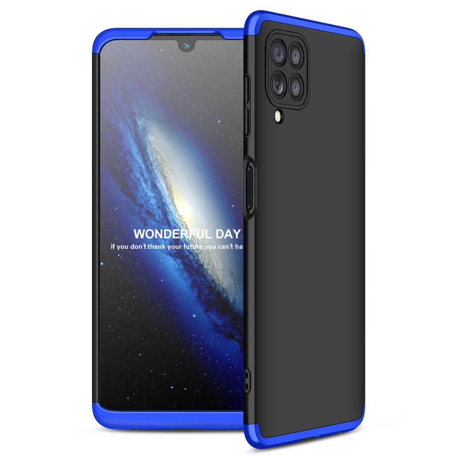 Galaxy M22 Kılıf Zore Ays Kapak - Siyah-Mavi