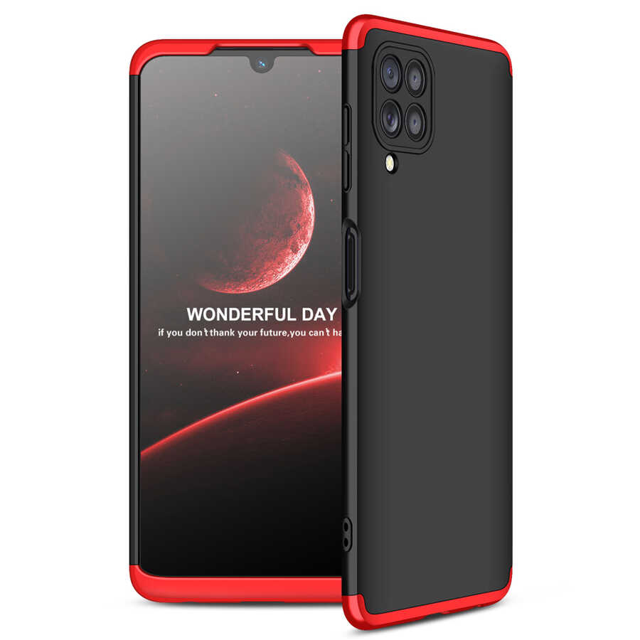 Galaxy M22 Kılıf Zore Ays Kapak - Siyah-Kırmızı