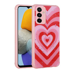 Galaxy M23 Case Glittery Patterned Camera Protected Shiny Zore Popy Cover - Zore
