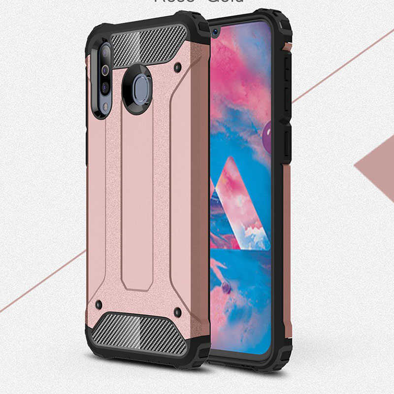 Samsung M30 Uyumlu Armor Military Zırhlı Tam Koruma Tank Kapak Rose Gold ve Nano Ekran Koruyucu