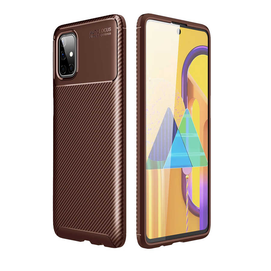 Galaxy M51 Kılıf Zore Negro Silikon Kapak - Kahverengi