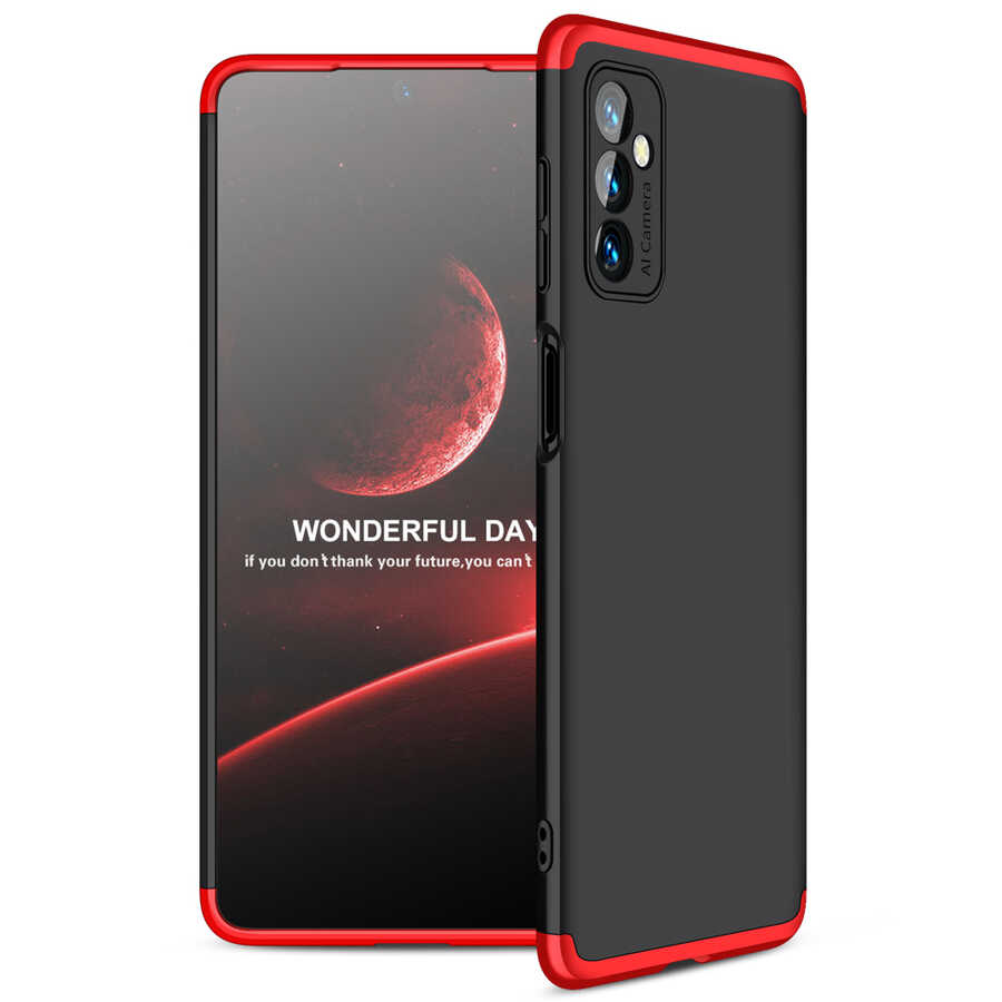 Galaxy M52 Kılıf Zore Ays Kapak - Siyah-Kırmızı
