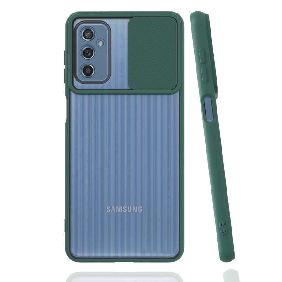 Galaxy M52 Kılıf Zore Lensi Kapak - Koyu Yeşil