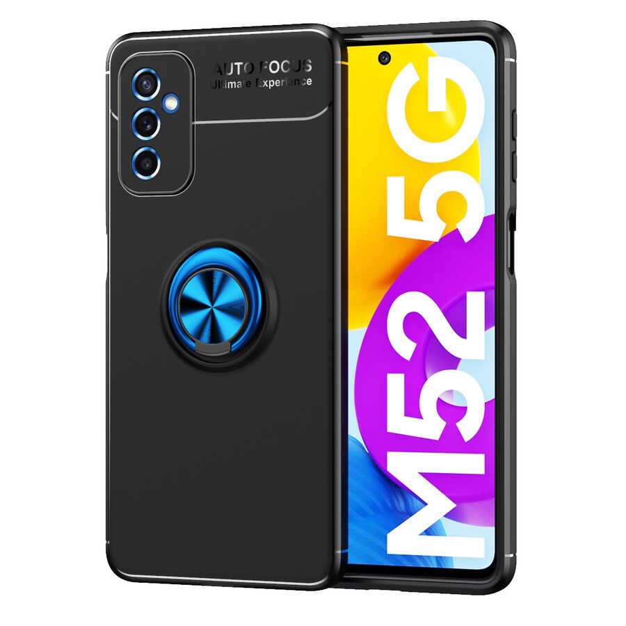 Galaxy M52 Kılıf Zore Ravel Silikon Kapak - Siyah-Mavi