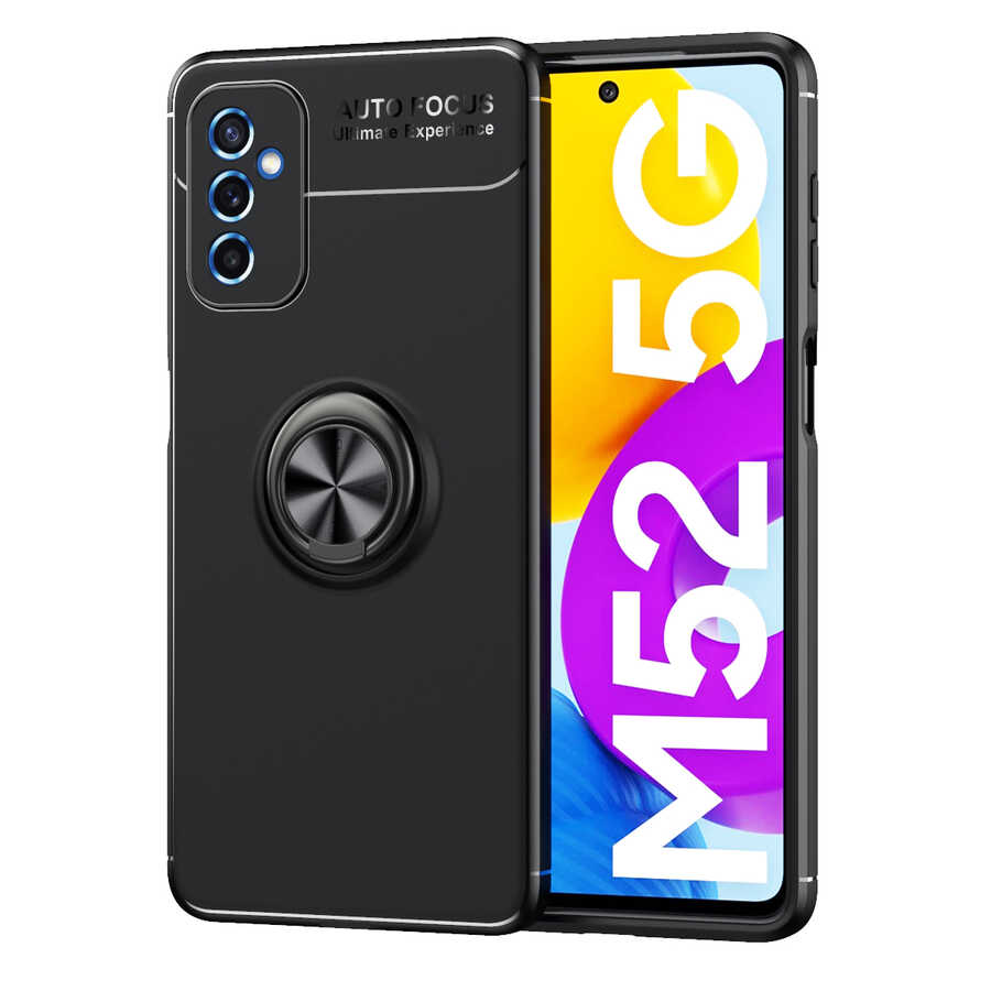Galaxy M52 Kılıf Zore Ravel Silikon Kapak - Siyah