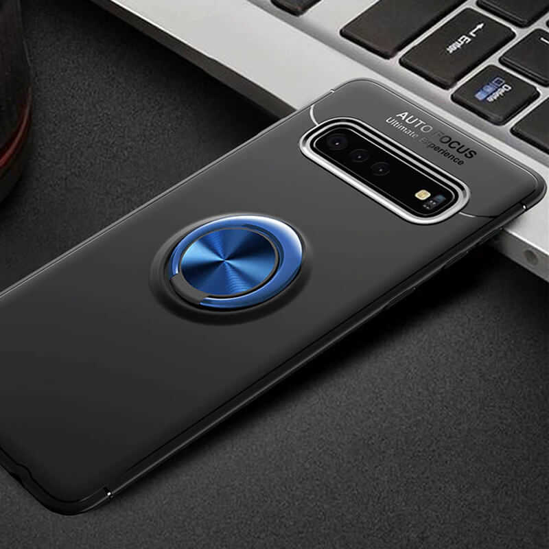 Galaxy S10 Plus Kılıf Zore Ravel Silikon Kapak - Siyah-Mavi