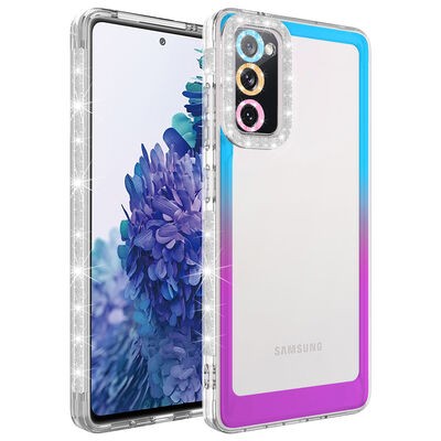 Galaxy S20 FE Kılıf Simli ve Renk Geçiş Tasarımlı Lens Korumalı Zore Park Kapak - 4