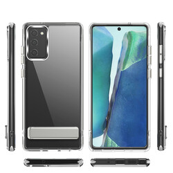 Galaxy S20 FE Kılıf Standlı Şeffaf Silikon Zore L-Stand Kapak - Zore