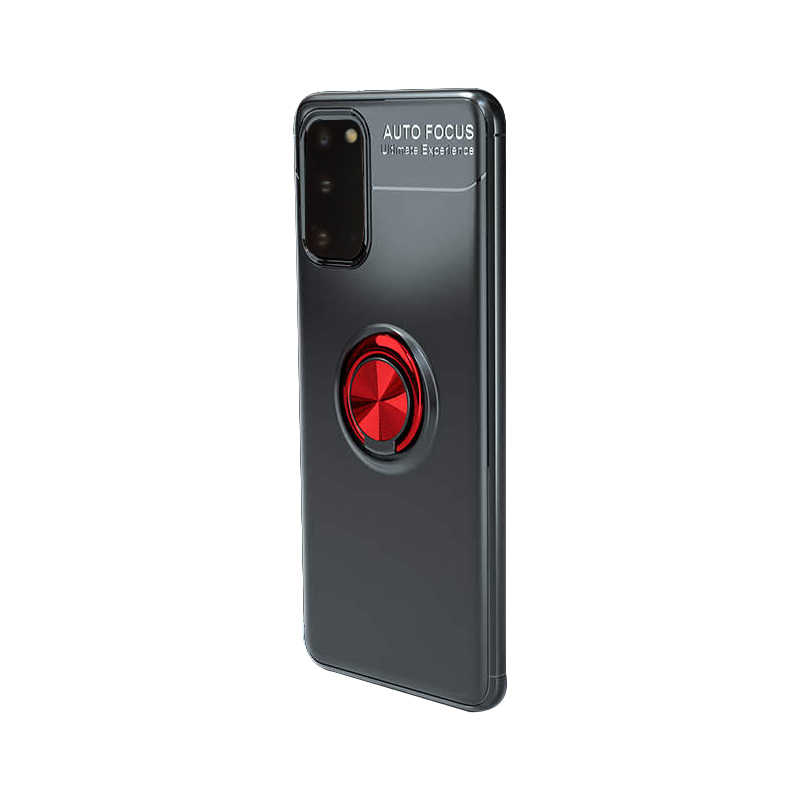 Galaxy S20 Kılıf Zore Ravel Silikon Kapak - Siyah-Kırmızı
