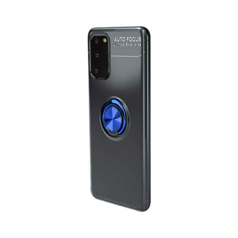 Galaxy S20 Kılıf Zore Ravel Silikon Kapak - Siyah-Mavi