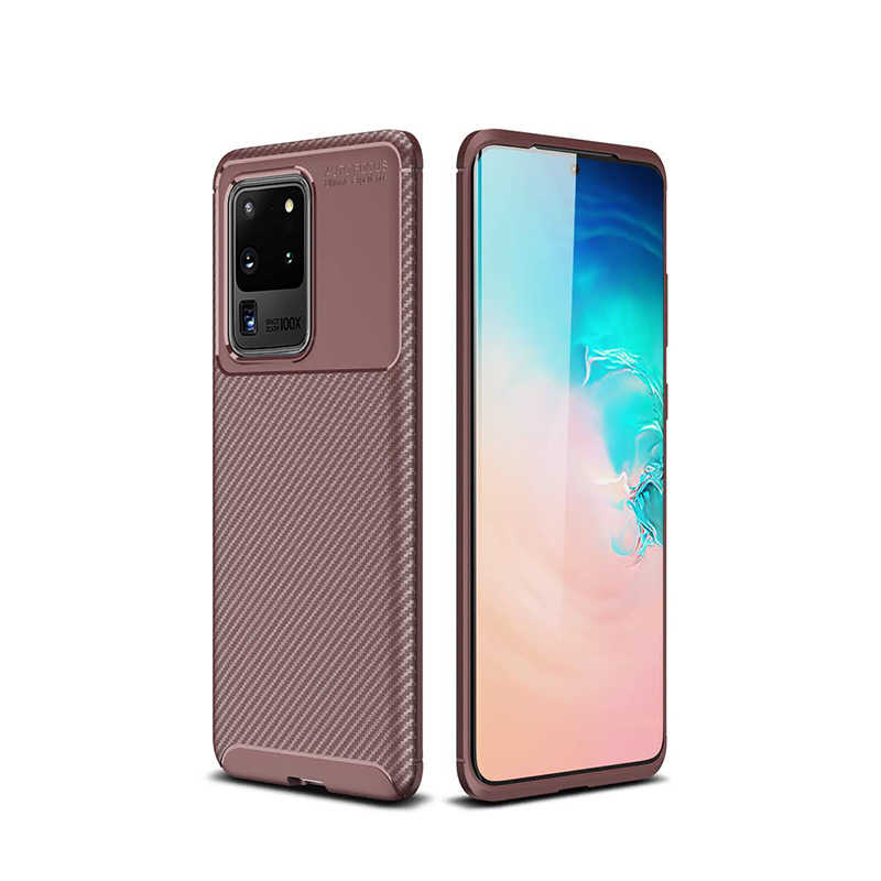 Galaxy S20 Ultra Kılıf Zore Negro Silikon Kapak - Kahverengi