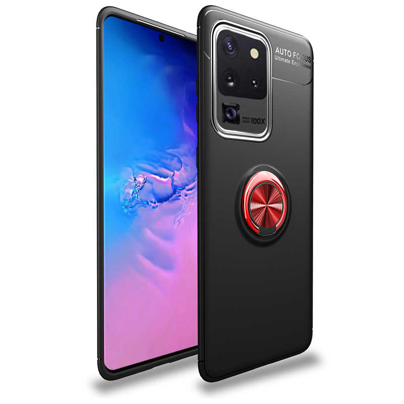 Galaxy S20 Ultra Kılıf Zore Ravel Silikon Kapak - Siyah-Kırmızı
