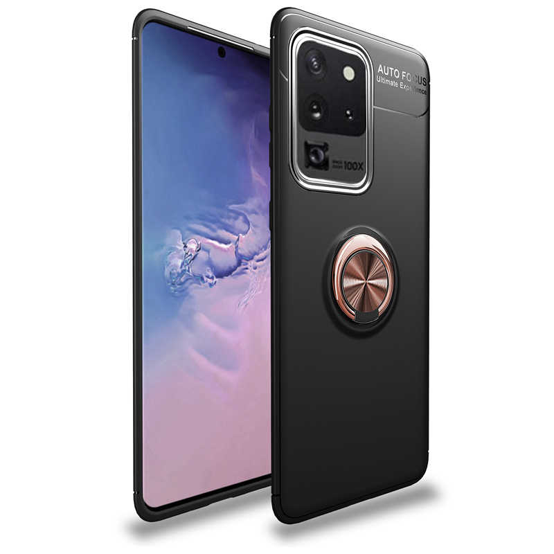 Galaxy S20 Ultra Kılıf Zore Ravel Silikon Kapak - Siyah-Rose Gold