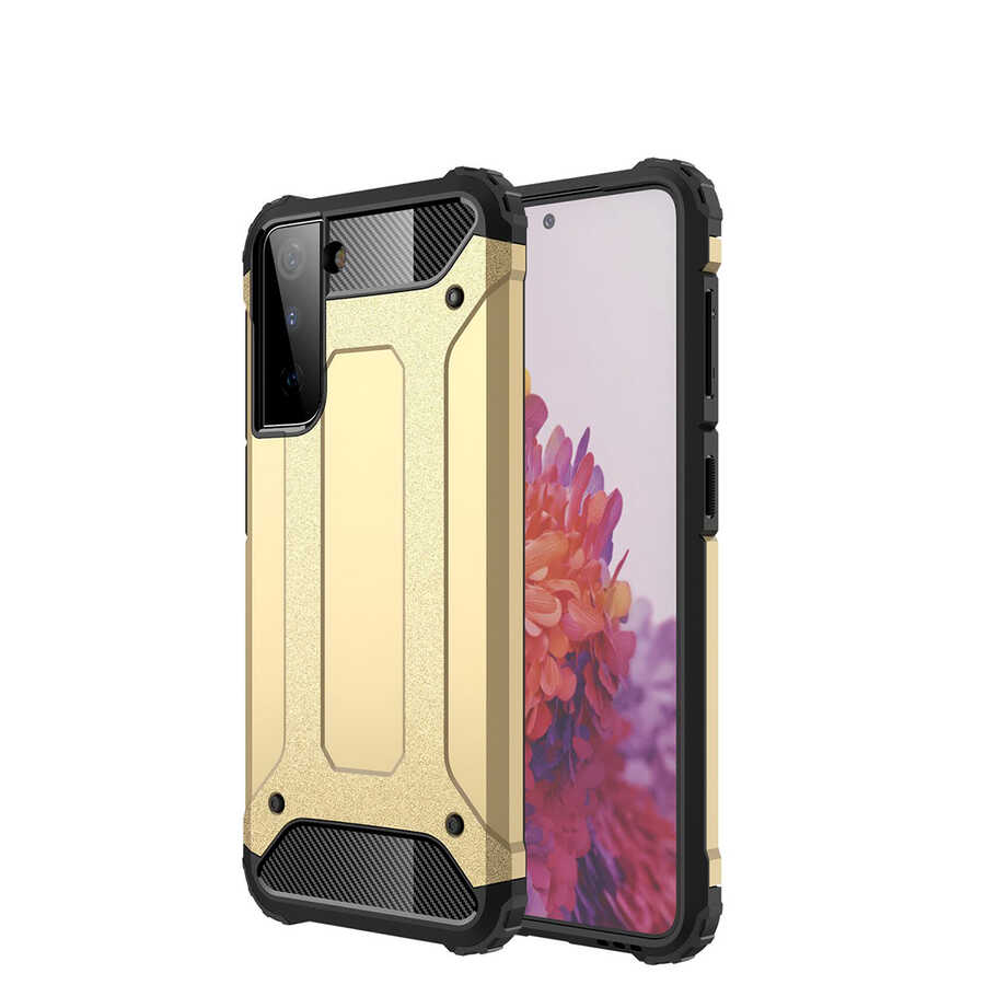 Galaxy S21 Kılıf Zore Crash Silikon Kapak - Gold