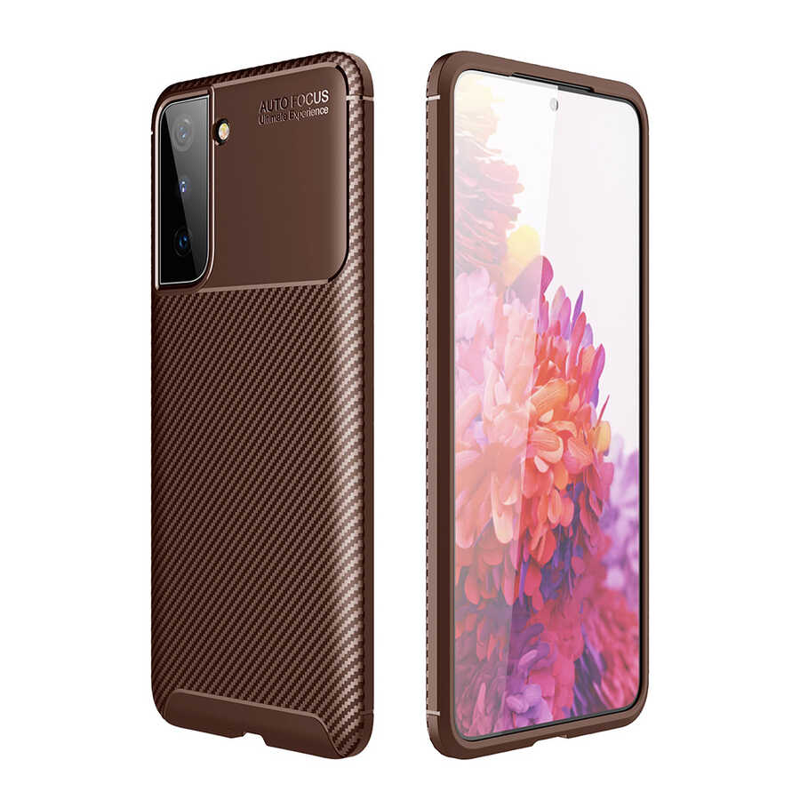 Galaxy S21 Kılıf Zore Negro Silikon Kapak - Kahverengi