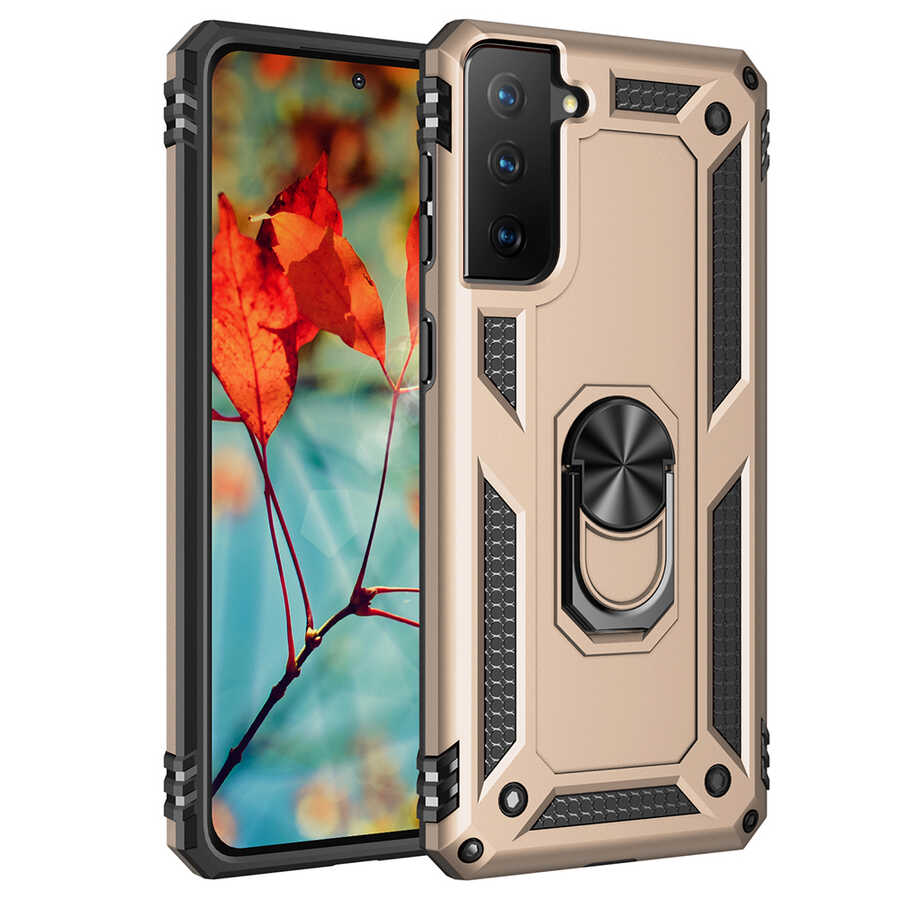 Galaxy S21 Kılıf Zore Vega Kapak - Gold