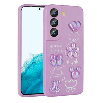 Galaxy S22 Case Relief Figured Shiny Zore Toys Silicone Cover - Zore