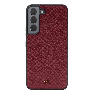 Galaxy S22 Kılıf ​Kajsa Pearl Pattern Hakiki Deri Kapak - 10