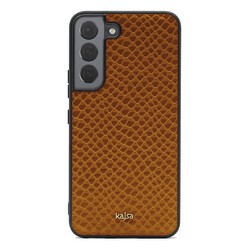 Galaxy S22 Kılıf ​Kajsa Pearl Pattern Hakiki Deri Kapak - 11