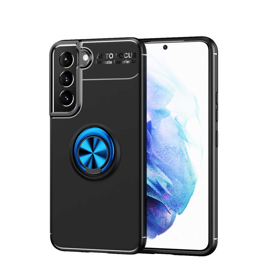 Galaxy S22 Kılıf Zore Ravel Silikon Kapak - Siyah-Mavi