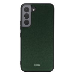 Galaxy S22 Plus Kılıf Kajsa Luxe Collection Hakiki Deri Kapak Yeşil