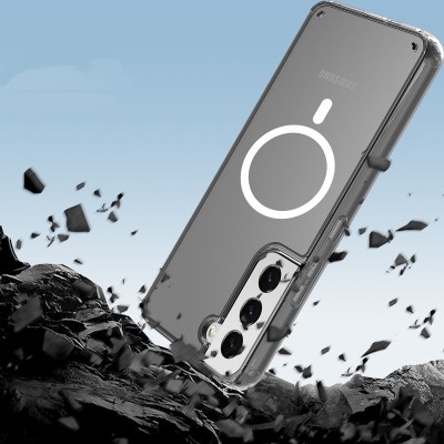 Galaxy S22 Plus Kılıf M-safe Şarj Özellikli Şeffaf Sert PC Zore Embos Kapak - 5