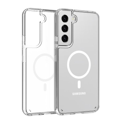 Galaxy S22 Plus Kılıf M-safe Şarj Özellikli Şeffaf Sert PC Zore Embos Kapak - 6