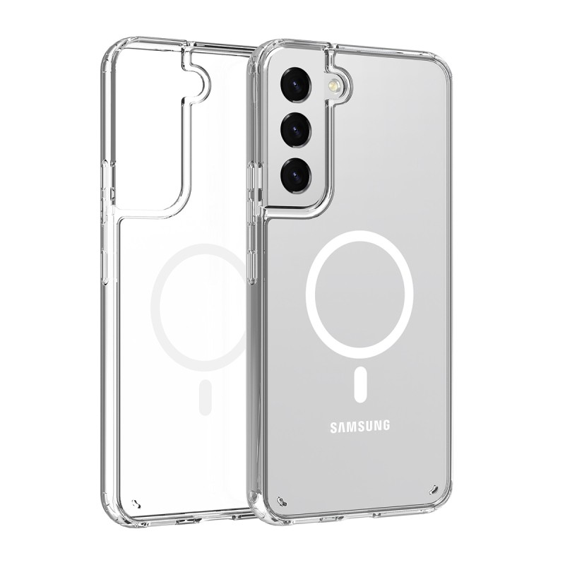 Galaxy S22 Plus Kılıf M-safe Şarj Özellikli Şeffaf Sert PC Zore Embos Kapak - 6