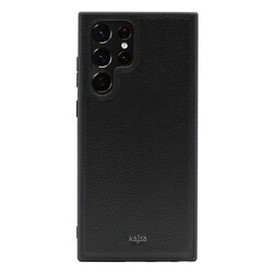 Galaxy S22 Ultra Kılıf Kajsa Luxe Collection Hakiki Deri Kapak Siyah
