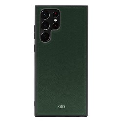 Galaxy S22 Ultra Kılıf Kajsa Luxe Collection Hakiki Deri Kapak Yeşil